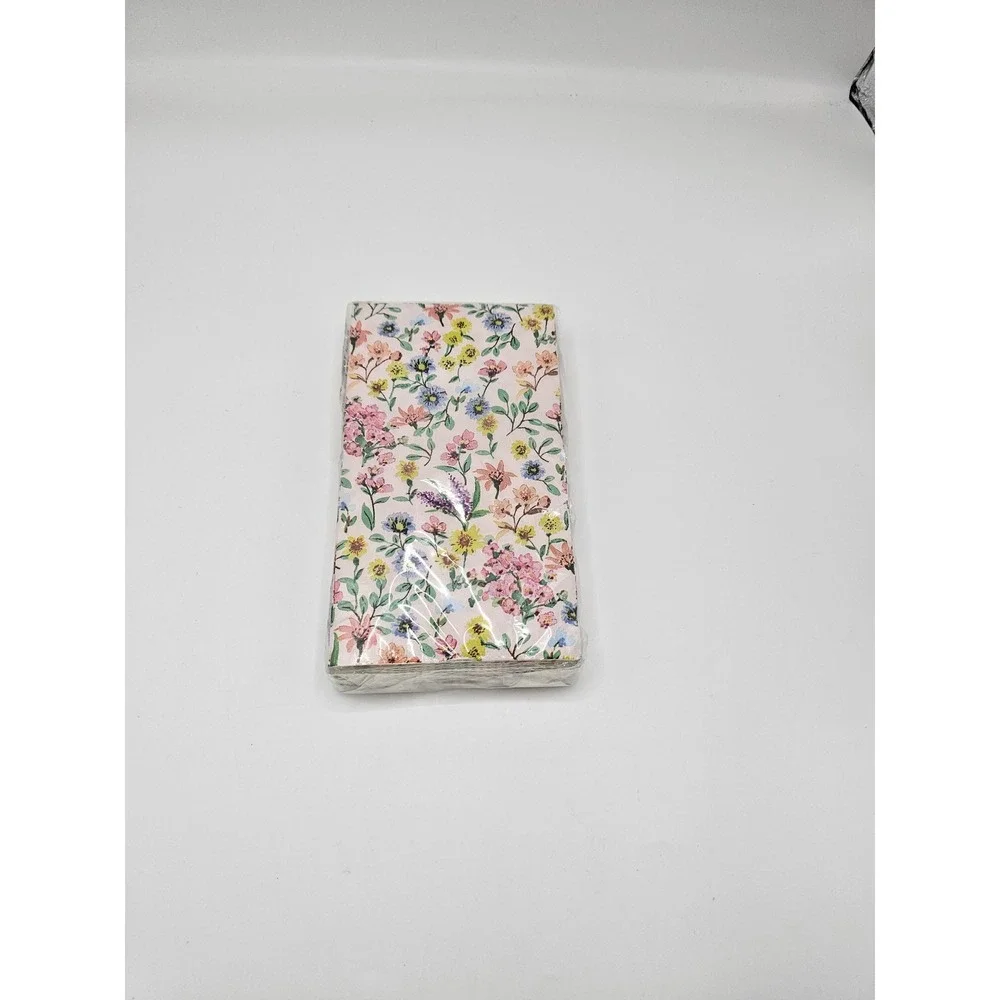 Floral Guest Towel Napkins 32 Count 3 Ply Pink Yellow Wildflower Paper Buffet
